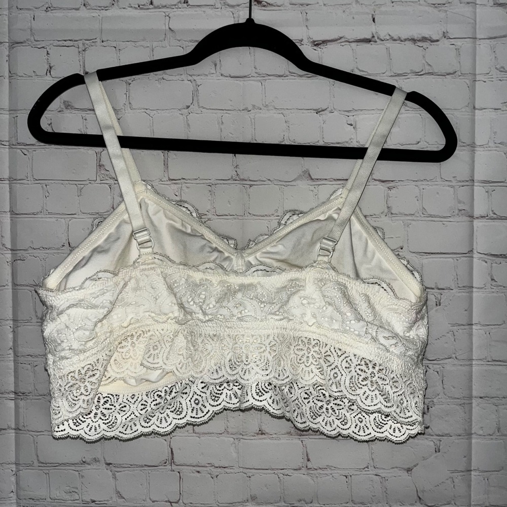 NWOT Aerie Lace Trim Bralette White Full Coverage Comfort Lounge Bra Size XXL - Picture 3 of 5